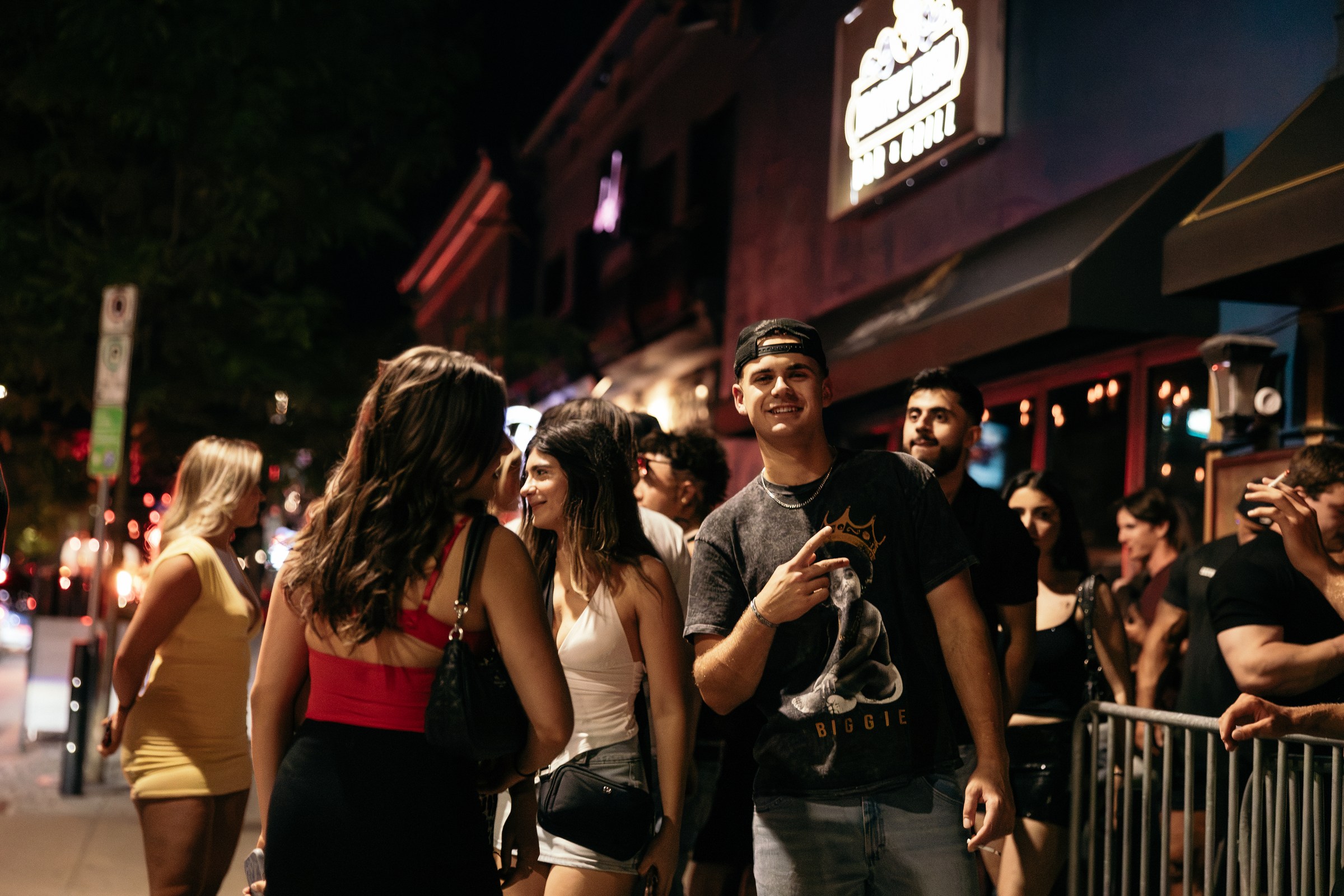 Friends enjoying a nightlife event together