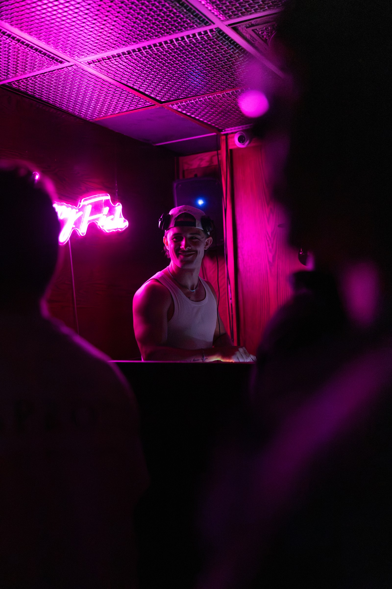 Energetic candid moment inside a packed venue