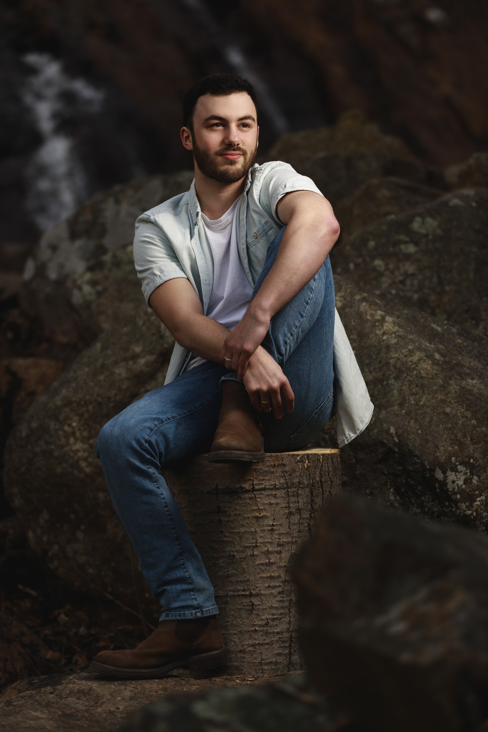 Environmental portrait overlooking a natural landscape